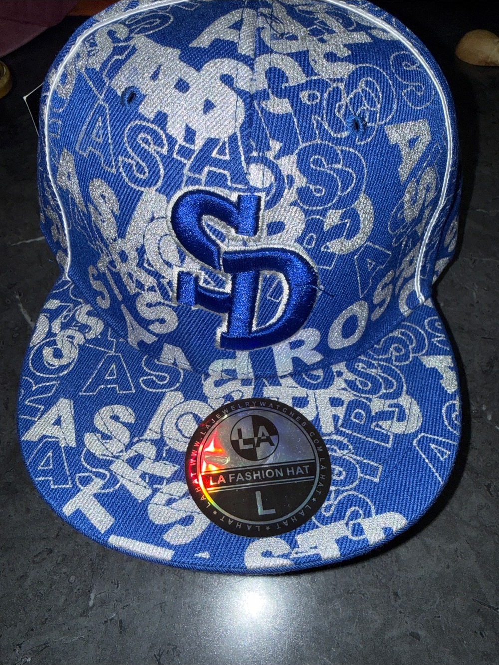 Blue SD Embroidered Baseball Hat by LA Fashion
